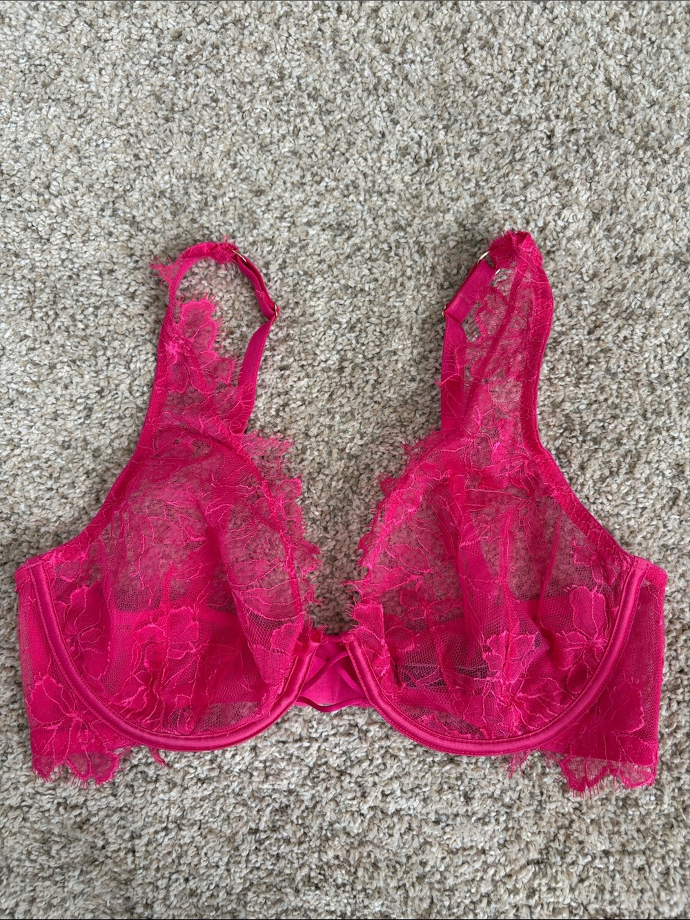 Victoria's Secret Hot Pink Lace Underwire Bra